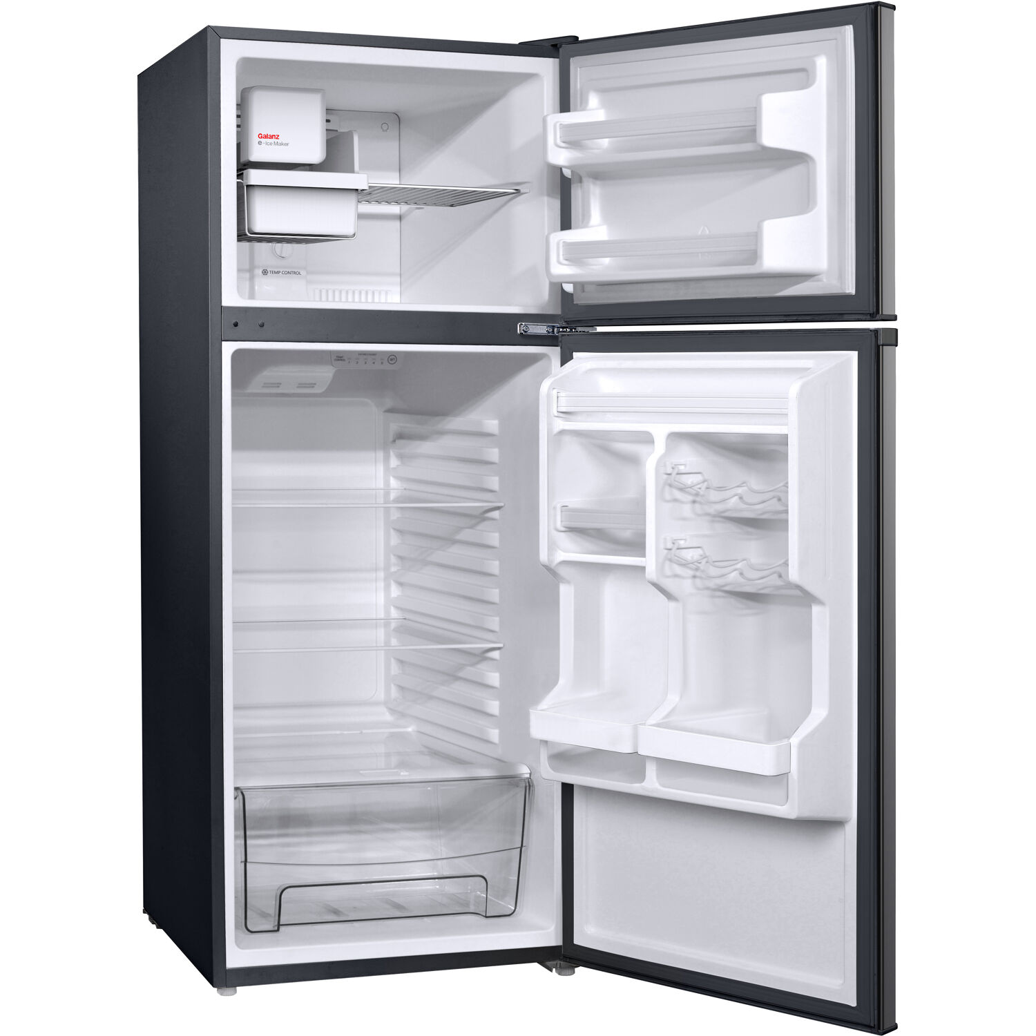 Galanz 10-Cu. Ft. Top Mount Refrigerator with Ice Maker, Stainless Steel