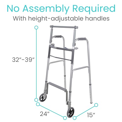 Vive Sit to Stand Walker - Rolling Stand Assist Walker for Seniors & Adults - Lightweight, Folding, Front 5" Wheels - Standing Roller for Elderly, Handicap - Collapsible for Transports