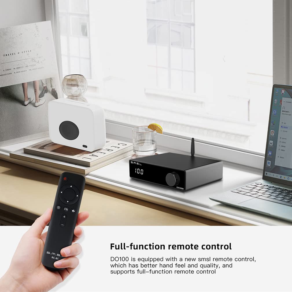 SMSL DO100 USB DAC ES9038Q2Mx2 OPA1612x4 Bluetooth5.0 DSD512 32bit/768kHz USB/BT/Opt/Coax Input RCA/XLR Output High Resolution Balanced Audio Decoder with Remote Control