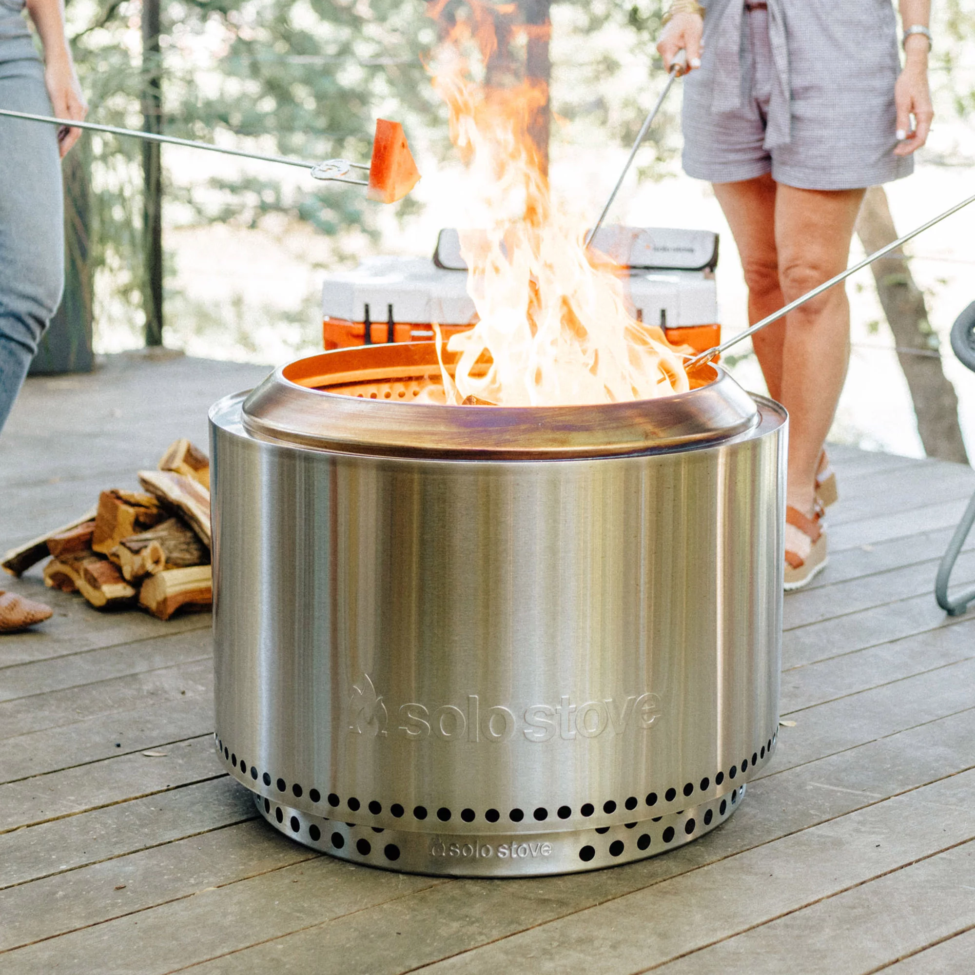 Solo Stove Yukon 27" Smokeless Fire Pit + Stand, Natural Wood Burning, 304 Stainless Steel