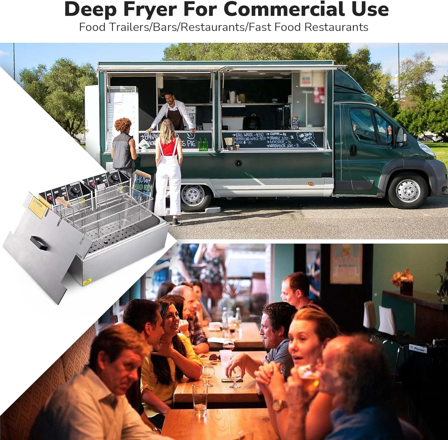 20L Deep Fryer 5000W Electric Coutertop Stailess Steel Sigle Large Tak With Basket For Use