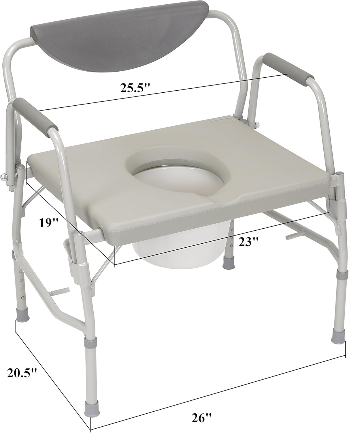 HEALTHLINE Heavy Duty Drop Arm Bariatric Commode | Bedside Commode Toilet Chair with Arms and Bathroom Safety Frame for Elderly, Adults | Adjustable Seat Height, Extra-Wide, 500 lbs