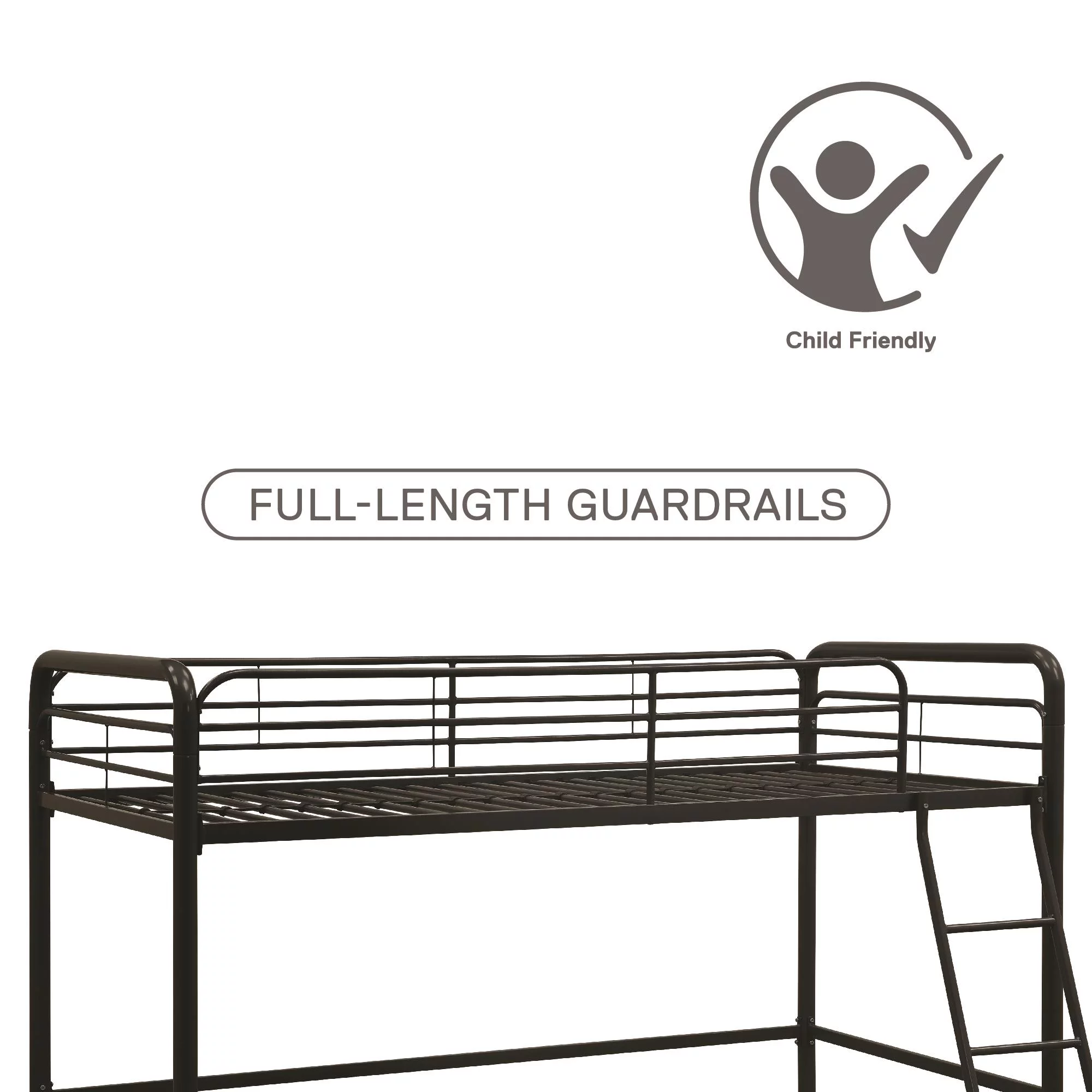 DHP Jett Junior Twin Metal Kids Loft Bed, Black