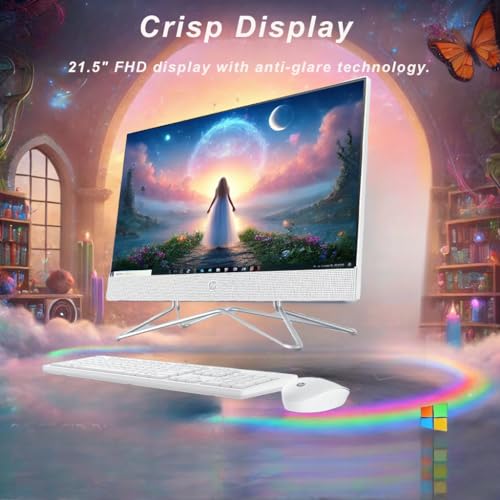 HP All-in-One Desktop Computer, 21.5" 1080P FHD Display, 16GB RAM, 1TB PCIe SSD, Intel Celeron Processor, Webcam, WiFi, HDMI, RJ-45, Wired Keyboard & Mouse, w/WOWPC Bundle, Windows 11 Pro
