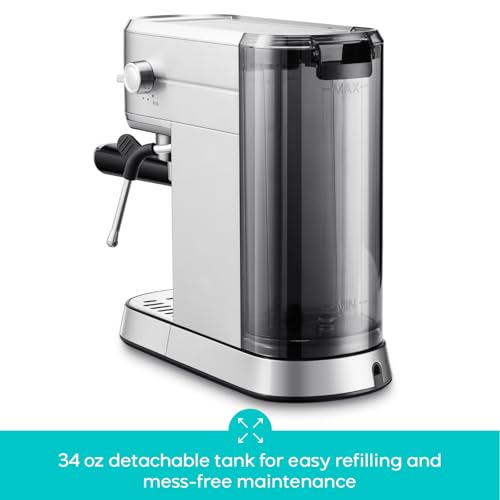 CASABREWS CM5418 Espresso Machine 20 Bar, Compact Espresso Maker with Steam Milk Frother, Stainless Steel Coffee Machine with 34oz Removable Water Tank for Cappuccino, Latte, Silver