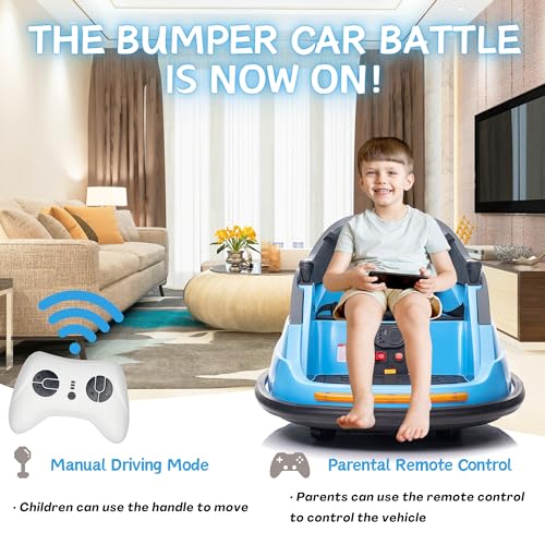 12V 3-Speeds Electric Ride On Bumper Car for Kids & Toddlers 1.5-6 Years Old,Ride on Bumper Car Remote Control,LED Lights, Bluetooth & 360 Degree Spin, Hot Pink