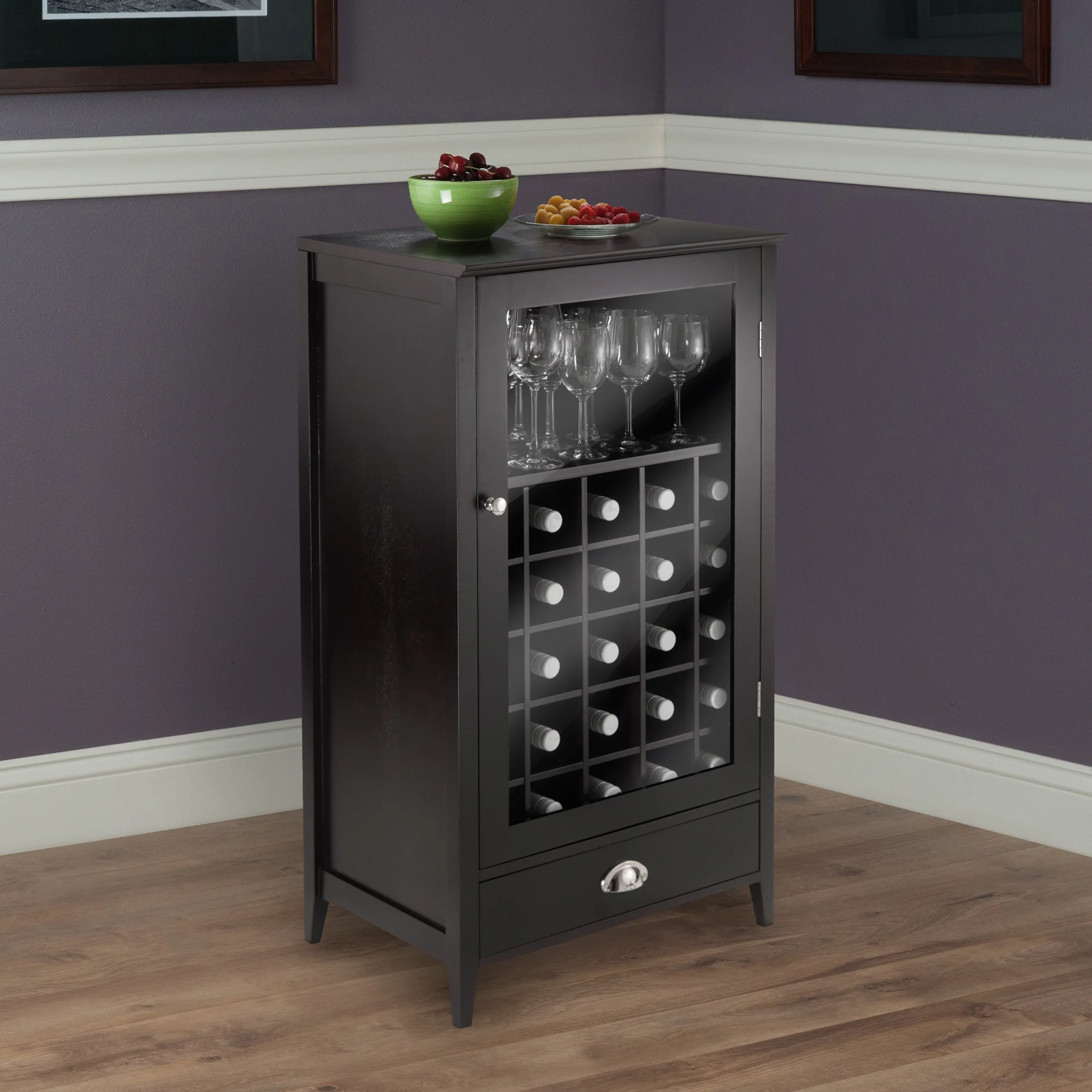 Winsome Wood Bordeaux 25-Bottle Modular Wine Cabinet, Espresso Finish