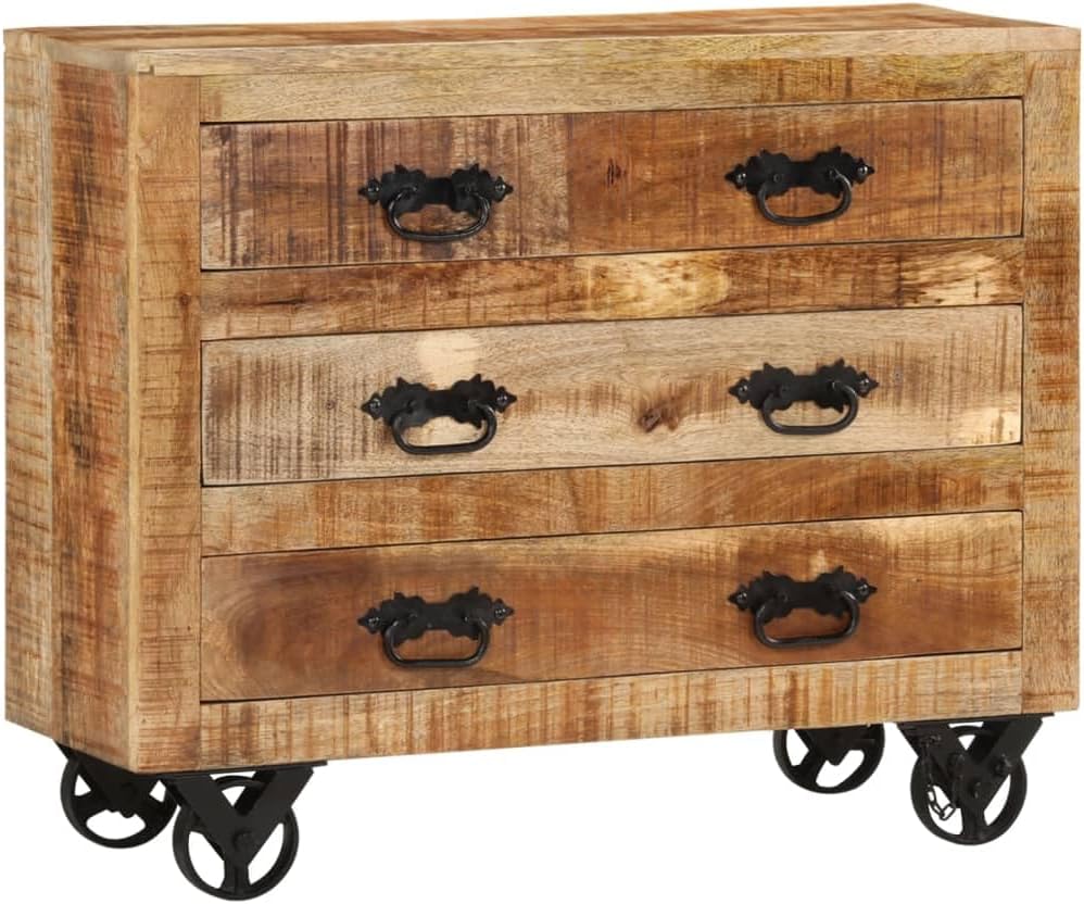 Sideboard with 3 Drawers 31.5"x11.8"x25.6" Solid Rough Wood Mango,Furniture,Cabinets & Storage,Buffets & Sideboards,Brown,26.15kg/57.53ib