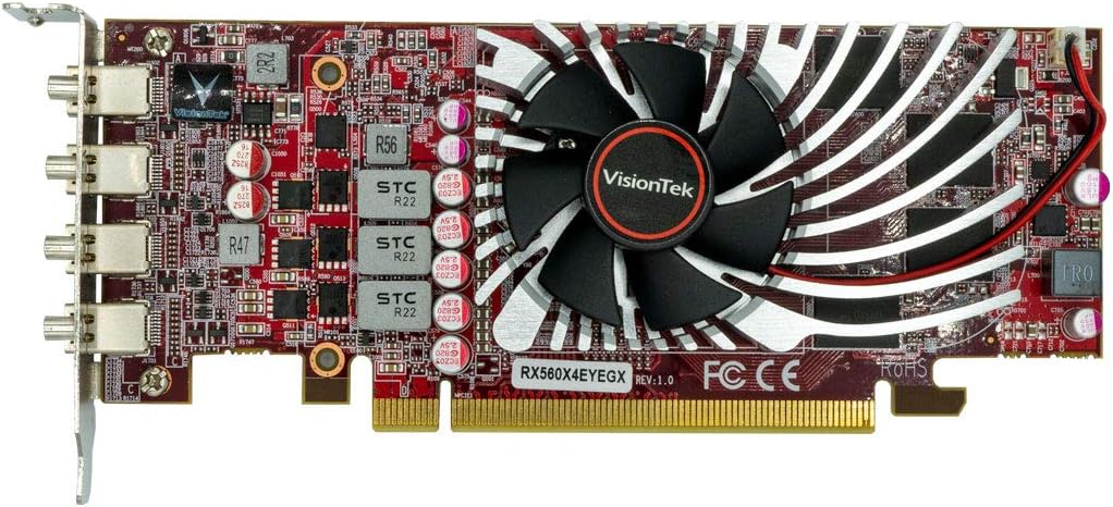 VisionTek Radeon RX 560 4GB GDDR5 4M 4K Graphics Card, 4 Mini DisplayPort, 7.1 Surround Sound, PCI Express, Low-Profile GPU, ATX & SFF (901278)
