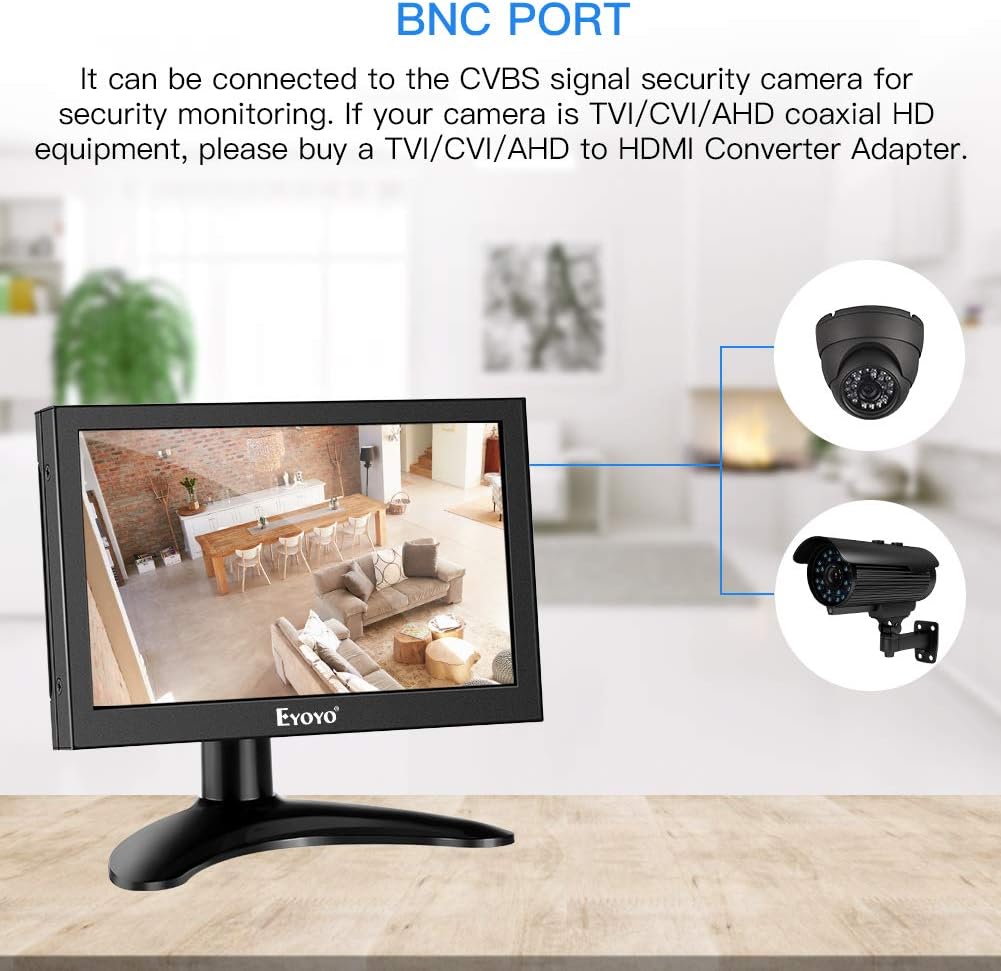 Eyoyo 7 inch Small HDMI LCD Monitor Portable IPS Screen 1280x800 16:10 Support HDMI VGA AV BNC Inputs Pack of 2