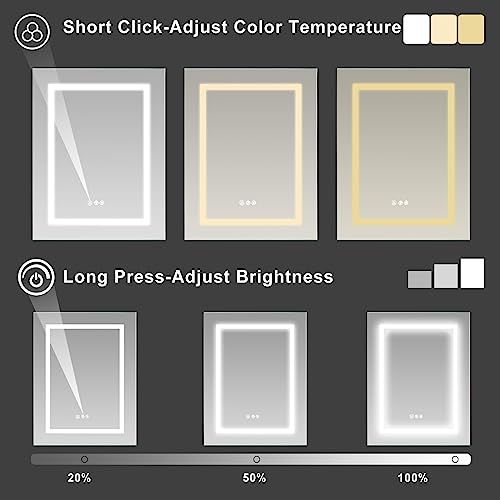 Lighted Medicine Cabinet with Mirror Electrical Outlet,20 X 26 Led Medicine Cabinet Mirror for Bathroom,Internal Light,Recessed Or Surface Wall Mounted, Defogger, Dimmer,Large Angle Hinge