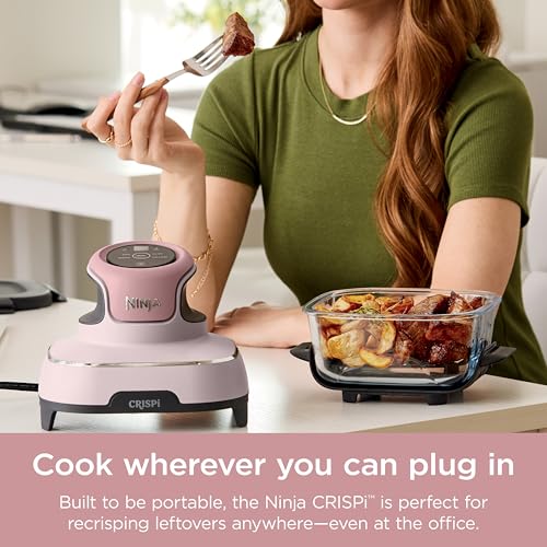 Ninja Crispi Air Fryer, Microwave, Freezer & Dishwasher Safe, Non Toxic Glass Portable Cooking System, 4 QT & 6 Cup Glass Containers with Storage Lids, Easy Meals, Air Fry, Bake, Green, FN101SG