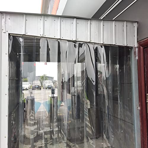 YJEUZCD PVC Strip Curtain, Waterproof Transparent Plastic Strip Door Curtain, Freezers Warehouse Doors Commercial Shop Clear Vinyl Strips, Custom Size