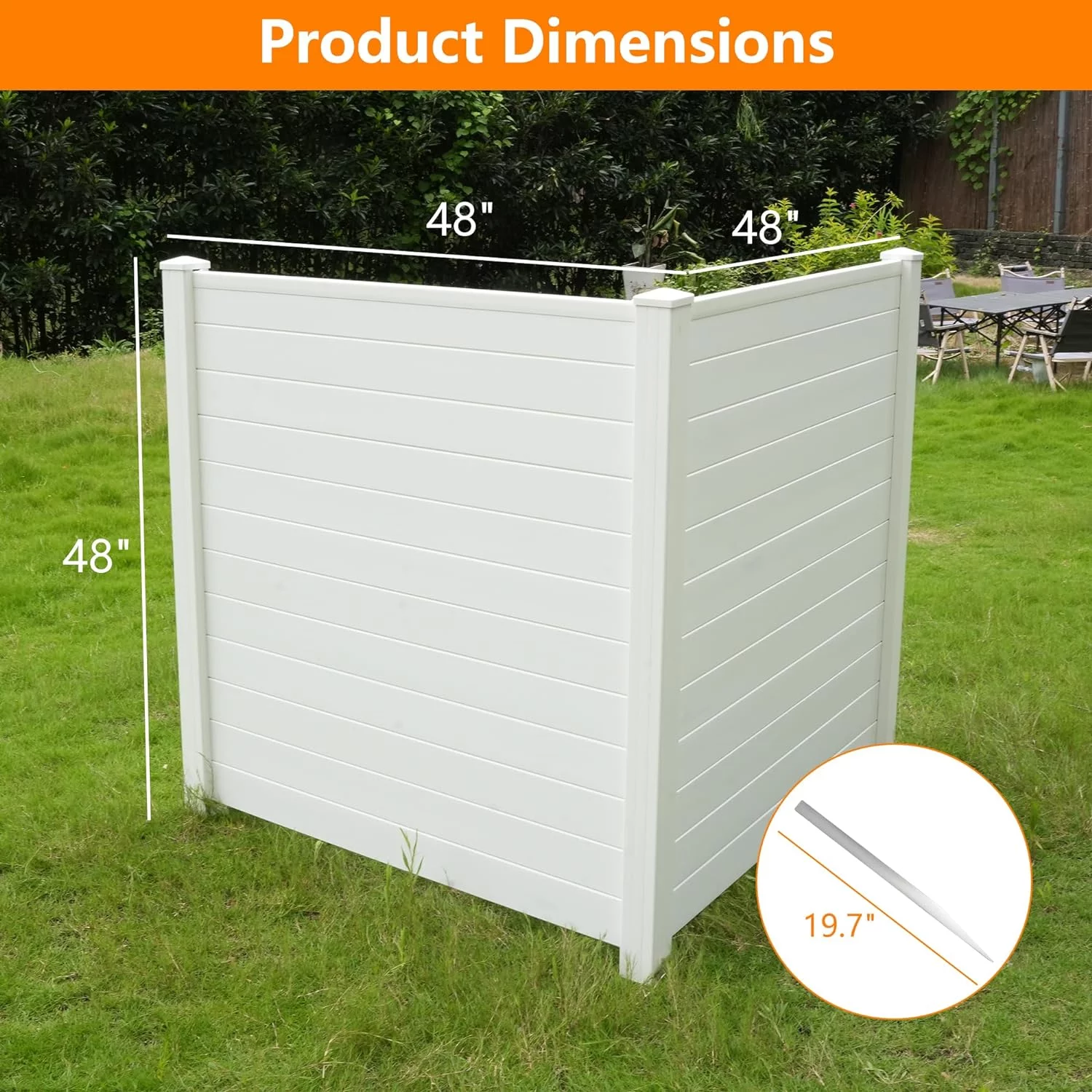 Outdoor Privacy Screen, Vinyl Privacy Fence Panels for Outside Units, Garden, Air Conditioner Enclosure, Pool Equipment, Trash Can, Privacy Screen Kit, 48" W X 48" H (2 Panels)