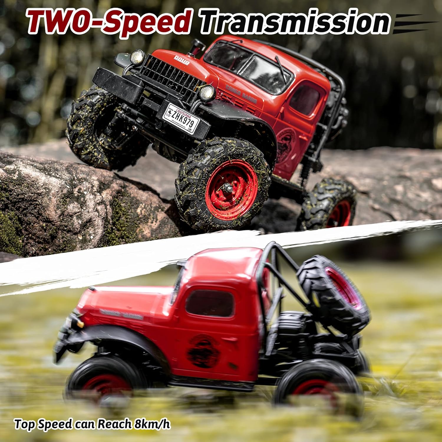 BEEZRC FMS RC Crwaler 1/24 Scale FCX24 Power Wagon RTR 4WD 2.4GHz 3CH Offroad RC Car Model Vehicle Hobby Grade Remote Control Car(Red)