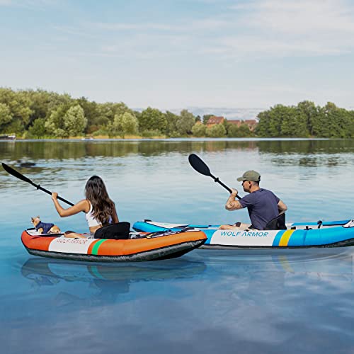 Inflatable Recreational Touring Kayak with EVA Padded Seats, 2 Person Tandem inflatable Kayak with All the Accessories, Lake, River, and Ocean Kayaks Boat for Fishing, Travel, and Adventure