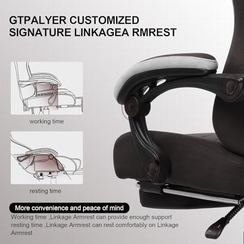 GTPLAYER Gaming Chair, Computer Office Chair with Pocket Spring Cushion, Linkage Armrests and Footrest, High Back Ergonomic Computer Chair with Lumbar Support Task Chair with Footrest