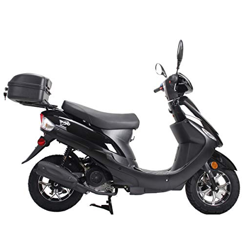 X-PRO 50cc Adult Moped Gas Moped Motorcycle 50cc with 10" Aluminum Wheels, Electric/Kick Start! (Black, Factory Package)