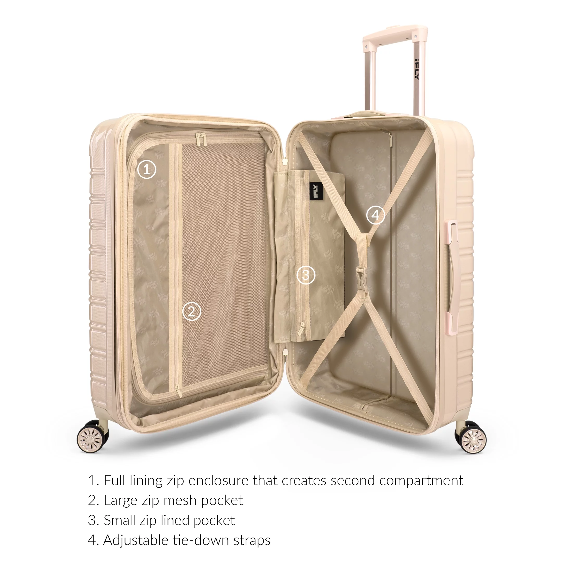 iFLY Hardside Fibertech Luggage 28" Checked Luggage, Champagne