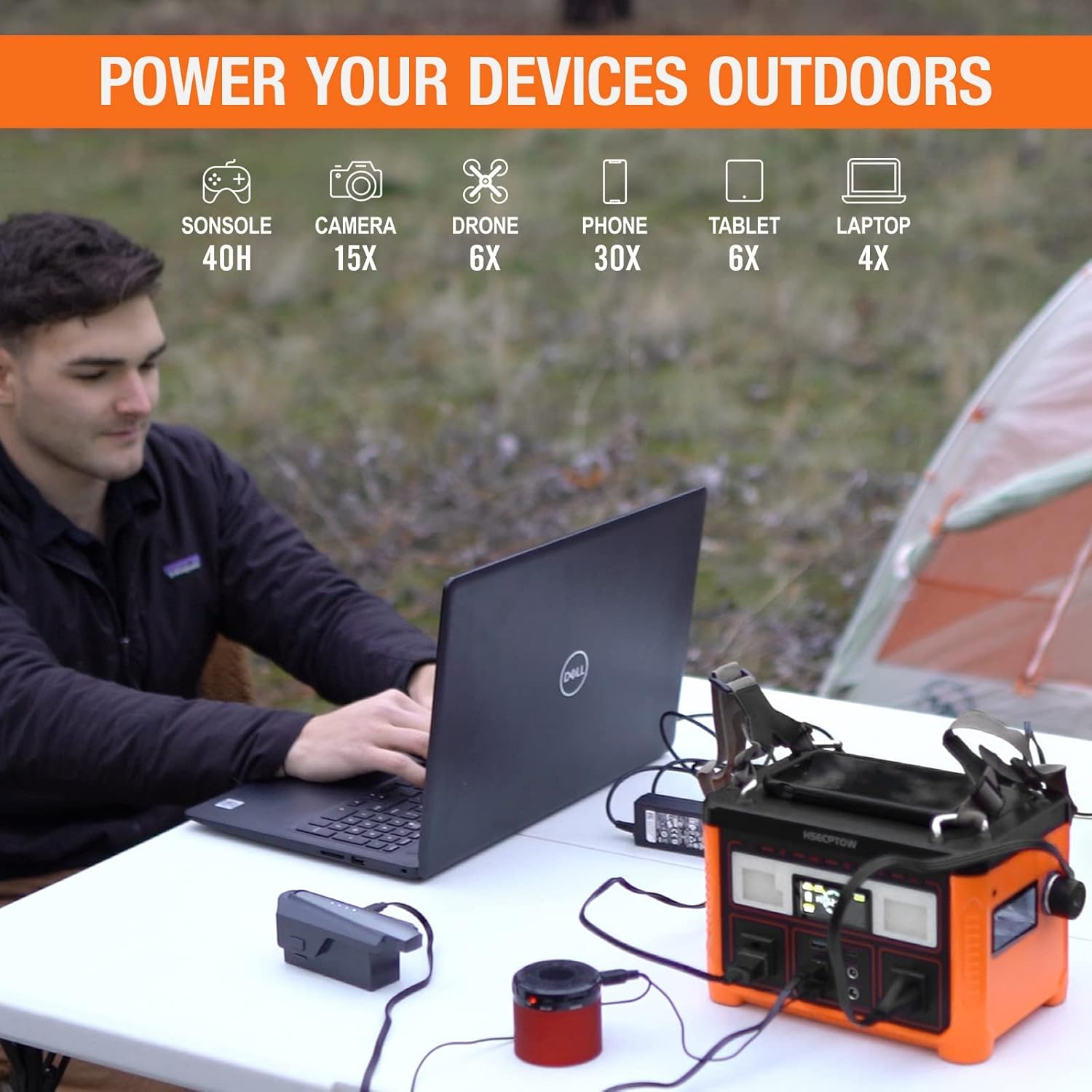 Portable Power Station 300W, HSECPTOW 264Wh Outdoor Generator Backup Lithium Battery with PD65W USB-C,110V AC Outlet,10W Wireless Charge, Portable Solar Generator(Solar Panel Not Included) Power Bank for Camping RV Outdoors Home CPAP Emergency