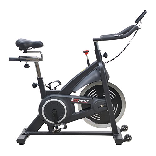 EFITMENT Indoor Cycle Bike, Magnetic Cycling Trainer Exercise with Belt Drive, LCD Monitor and Pulse Monitor