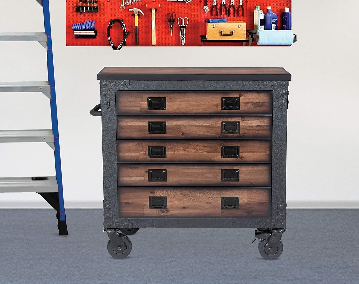 DuraMax 36" 5 Drawer Rolling Tool Chest with Wood Top 68006
