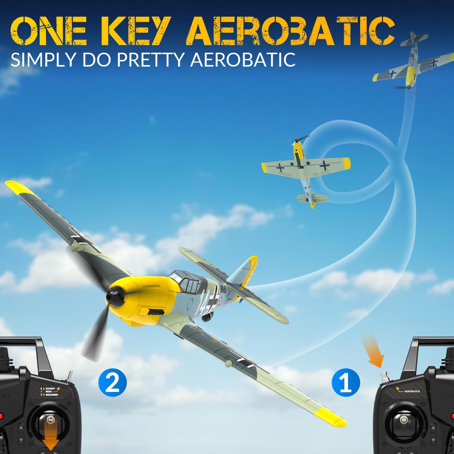 VOLANTEXRC RC Plane 4CH RC Airplane BF-109, andF4U Corsair Ready to Fly with Upgraded Canopy, Xpilot Stabilization System&One Key Aerobatic Function for Beginners, Adluts