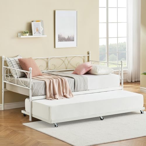 Black Metal Platform Sofa Bed Frame with Heavy Castor Metal Slats,Sofa Bed with Metal Headboard and Footboard,Suitable for Bedroom, Living Room,No Spring Box Needed,Black