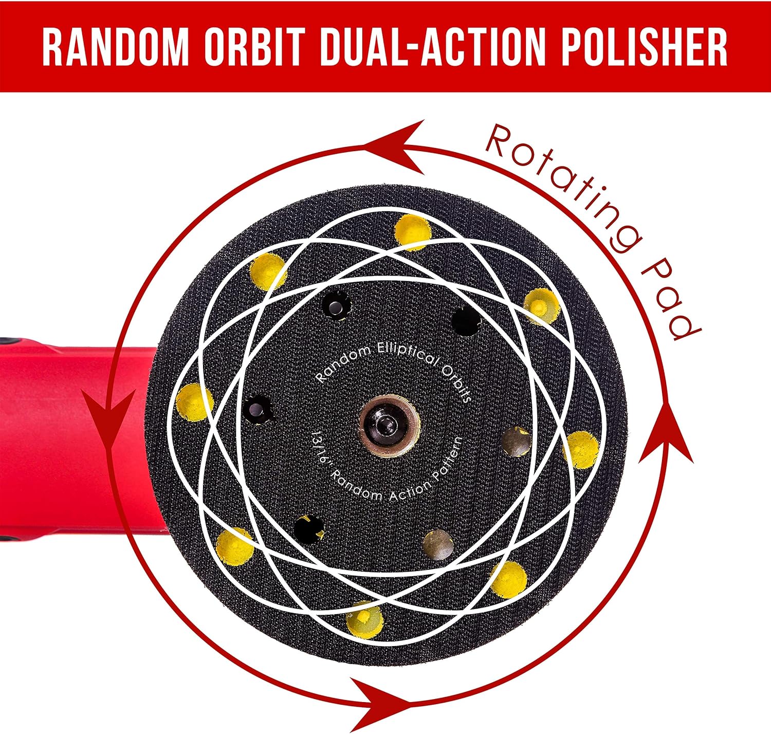 TCP Global Heavy Duty 6 Variable Speed Random Orbit Dual-Action Polisher, Digital OPM Display - Professional High Performance Buffer, Powerful 8 Amps 950 Watts - Buff, Polish, Detail Car Auto Paint