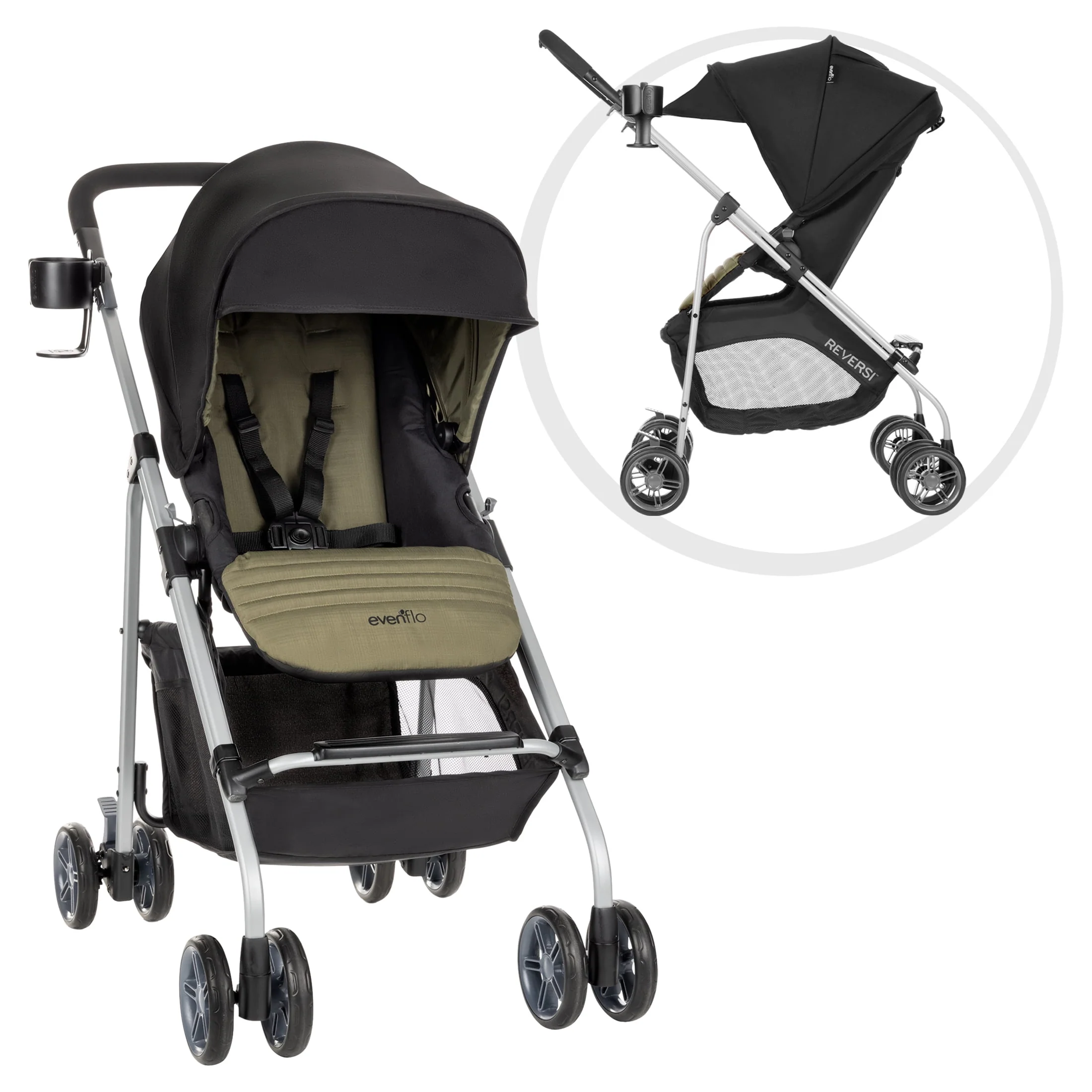 Evenflo Reversi Lightweight Reversible Stroller (Altair Black), Unisex