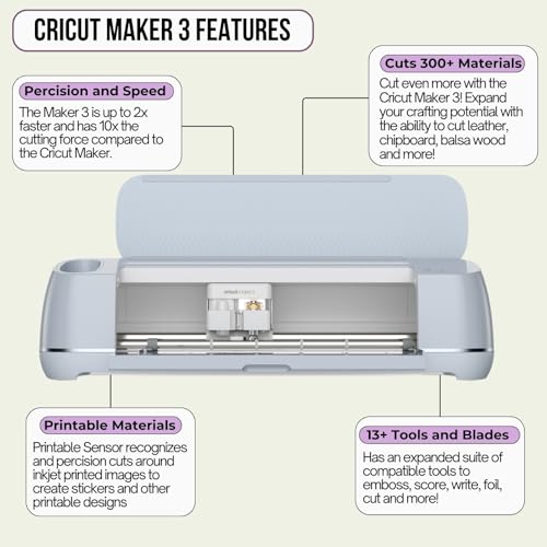 Cricut Maker 3 and Easy Press 3 Machine Combo Bundle DIY Cutting Machine with Easy Press Heat Press Machine (9 in x 9 in) Ideal for Custom T-Shirts, Totes, Bags, Pillows DIY Projects Sublimation