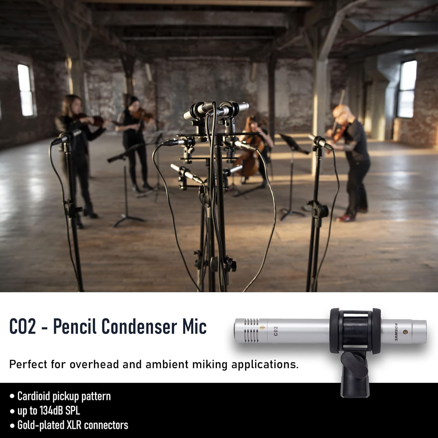 Samson DK707 7-Piece Drum Microphone Kit with 2 Tripod-Base Mic Boom Stands, Low Profile Microphone Stand with Telescoping Boom, and 7 Premium XLR Mic Cables