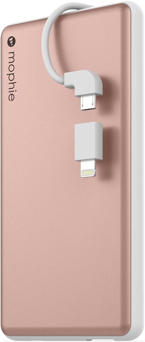 Mophie powerstation Plus - External Battery with Built in cables for Smartphones - Rose Gold Pack of 2