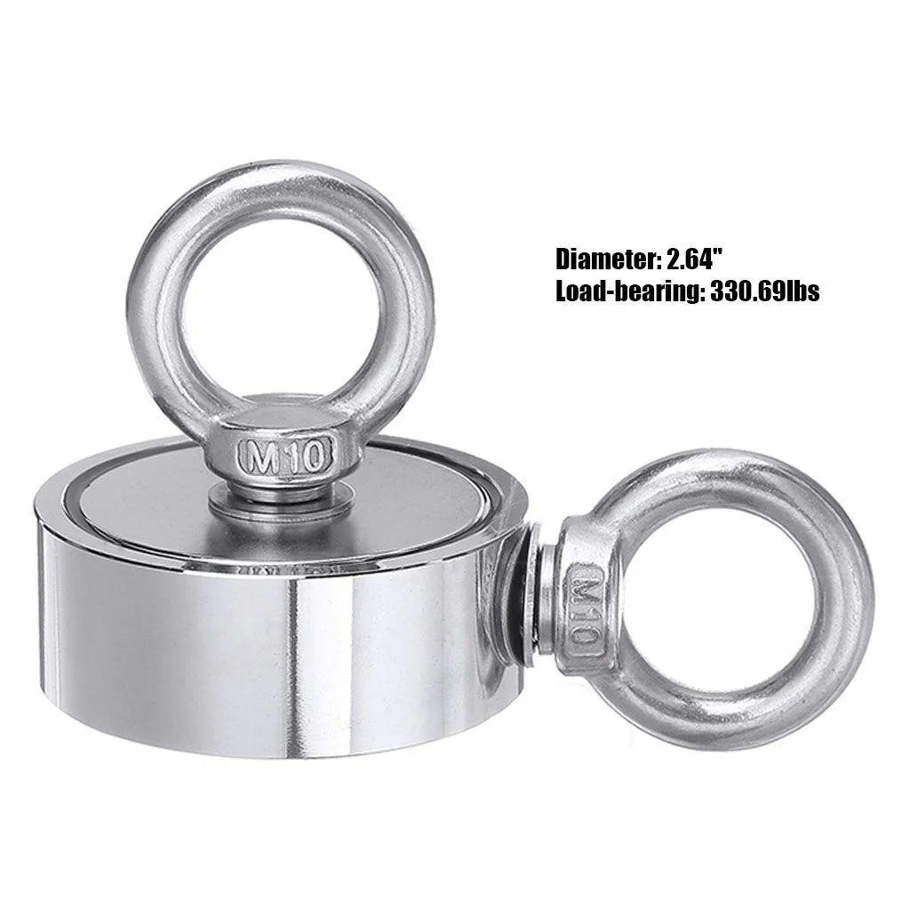Upto 1300 Lbs Fishing Magnet Kit Pull Force Strong Neodymium + Rope + Carabiner
