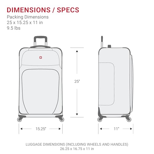 SwissGear Sion Softside Expandable Luggage, Black, Checked-Large 29-Inch