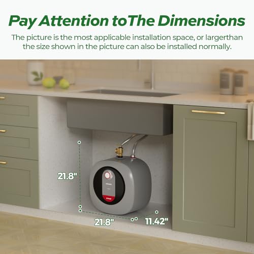 FOGATTI Electric Mini Tank Water Heater, 2.5 Gallon Point of Use Instant Hot Water Heater 120V 1440W, Under Sink, Wall or Floor Mounted, Easy to Install