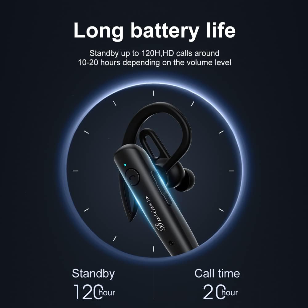 Bluetooth Headset V5.1 with Mic Bluetooth Headset Built-in Active Noise Cancelling Dual Microphone Wireless Headset, Truck Driver Bluetooth Headset Suitable for All Kinds of Smartphones,