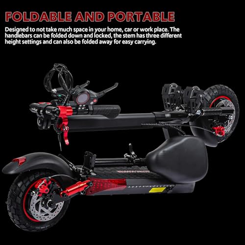Off Road Electric Scooter Adults, 800/1200W Motor, 48V 15/18/21AH Battery, 11" All-Terrain Tires, Heavy Duty E-Scooter with Dual Suspension with Seat