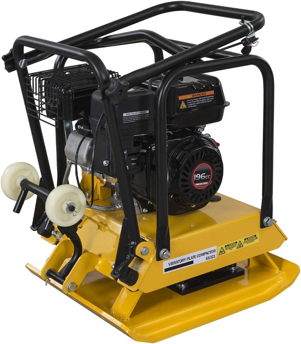 Stark 6.5hp Walk Behind Vibration Compaction Force Plate Compactor 2248lbs Force Foldable Handle Wheel 196cc EPA Engine