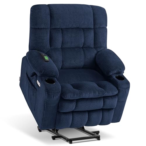 MCombo Dual Motor Power Lift Recliner Chair with Massage and Heat for Elderly People, Infinite Position, USB Ports, Cup Holders, Fabric 7890 (Medium-Regular, Burgundy)