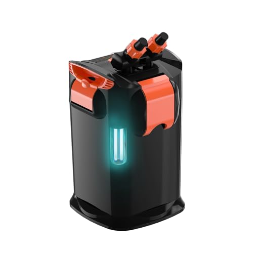 hygger Quiet Self-Priming Canister Filter with U-V Light Option Foam Ceramic Rings External Fish Tank Filter for Freshwater Saltwater Aquarium 20 to 150 Gallon