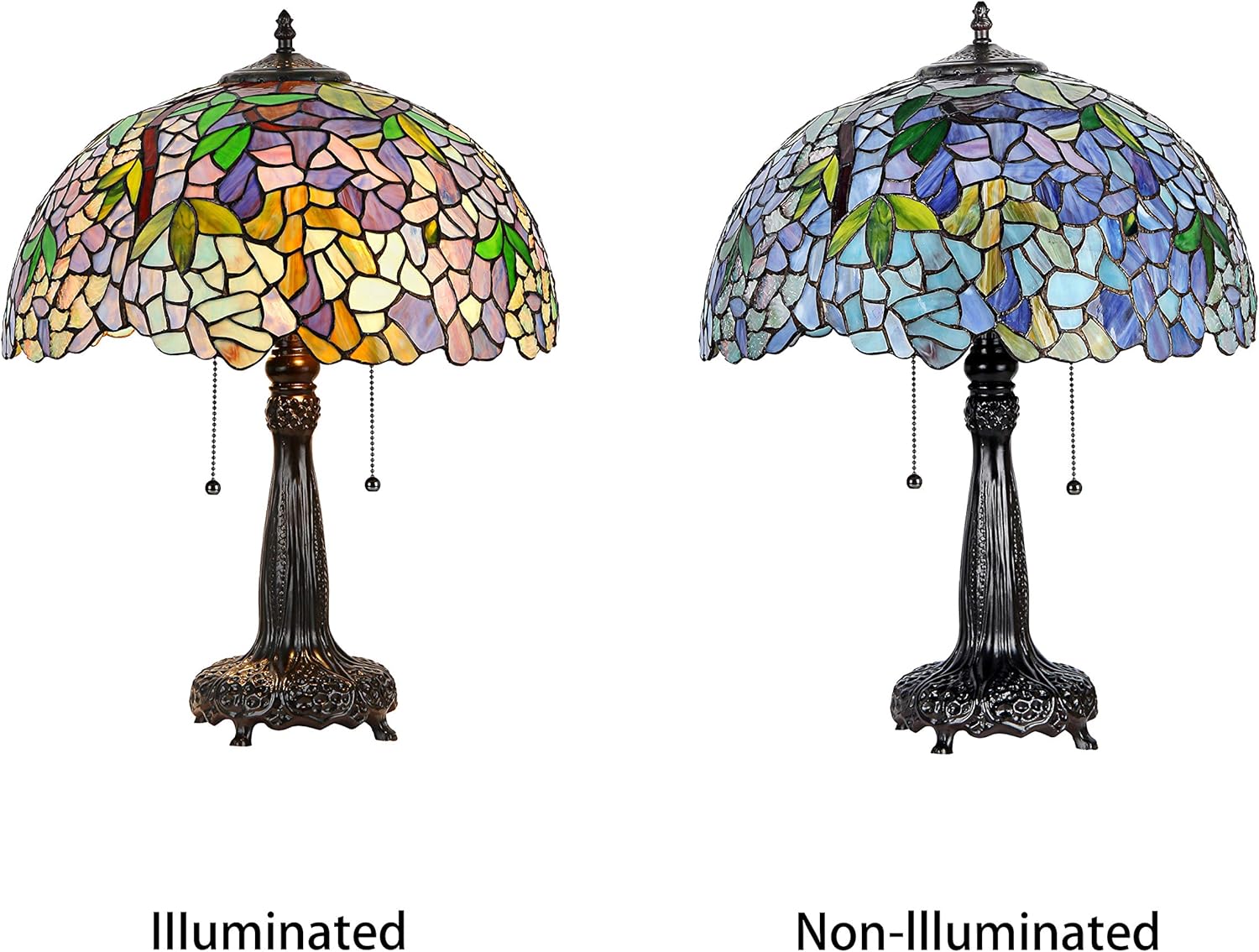 Tiffany-Style 2 Light Wisteria Table Lamp 16" Shade