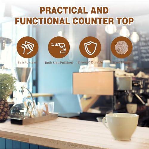 Hardwood Maple Butcher Block Counter Top - 36" L x 25" W Polished Wood Table Top, 1.5" Thickness DIY Desk Top for Kitchen, Laundry, Office, Bar