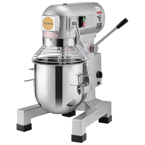 VEVOR Commercial Food Mixer 10Qt, Commercial Mixer with 3 Adjustable Speeds, 550W Dough Mixer,Commercial Stand Mixer with Stainless Steel Bowl