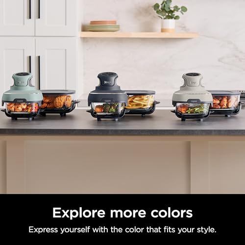 Ninja Crispi Air Fryer, Microwave, Freezer & Dishwasher Safe, Non Toxic Glass Portable Cooking System, 4 QT & 6 Cup Glass Containers with Storage Lids, Easy Meals, Air Fry, Bake, Green, FN101SG