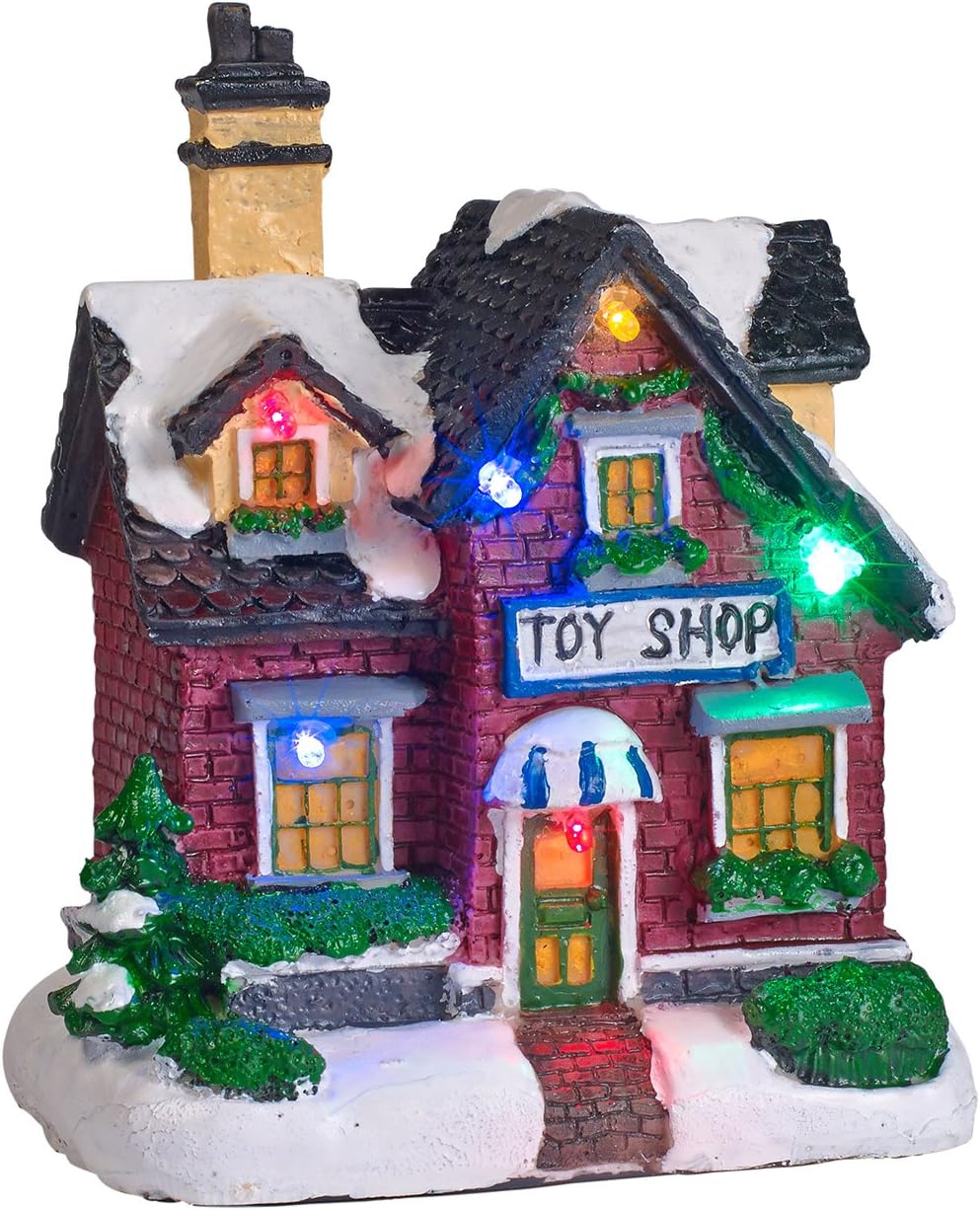 Battery Operated LED Light Up Christmas Village Scene Pack of 2