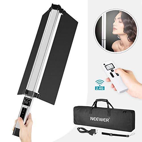 Neewer Light Wand Handheld LED Video Light Stick Photography Lighting Kit with Barndoor/Remote Control/Carry Bag, USB Rechargeab