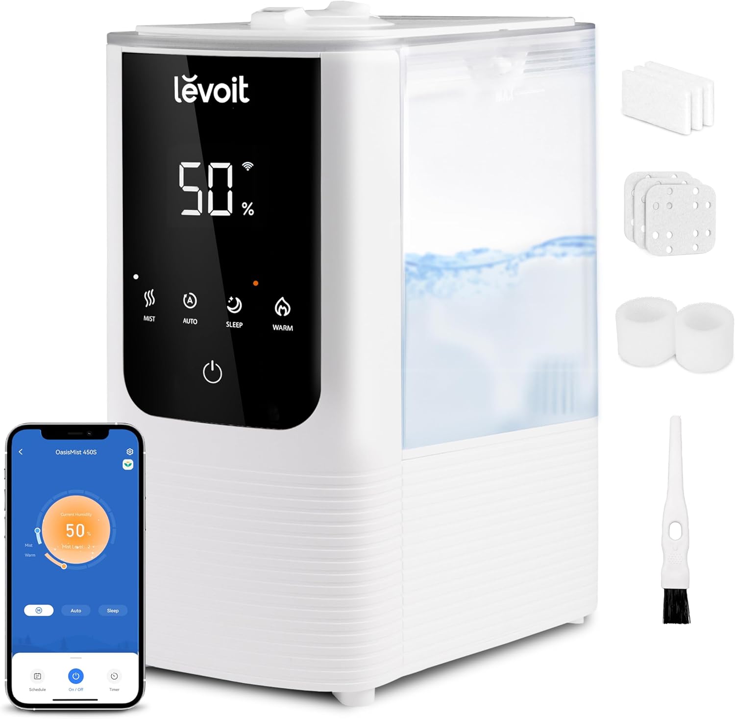 LEVOIT Air Purifiers and Humidifiers for Home, Bedroom, Office with 3-in-1 Filter, Fragrance Sponge, Warm Cool Mist, Auto Humidity, Remote Control, Top Fill Tank