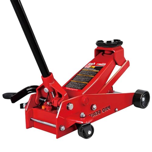 BIG RED T83012 Torin Pro Series Hydraulic Floor Jack with Single Quick Lift Piston Pump and Foot Pedal, 3.5 Ton (7,000 lb) Capacity, Red