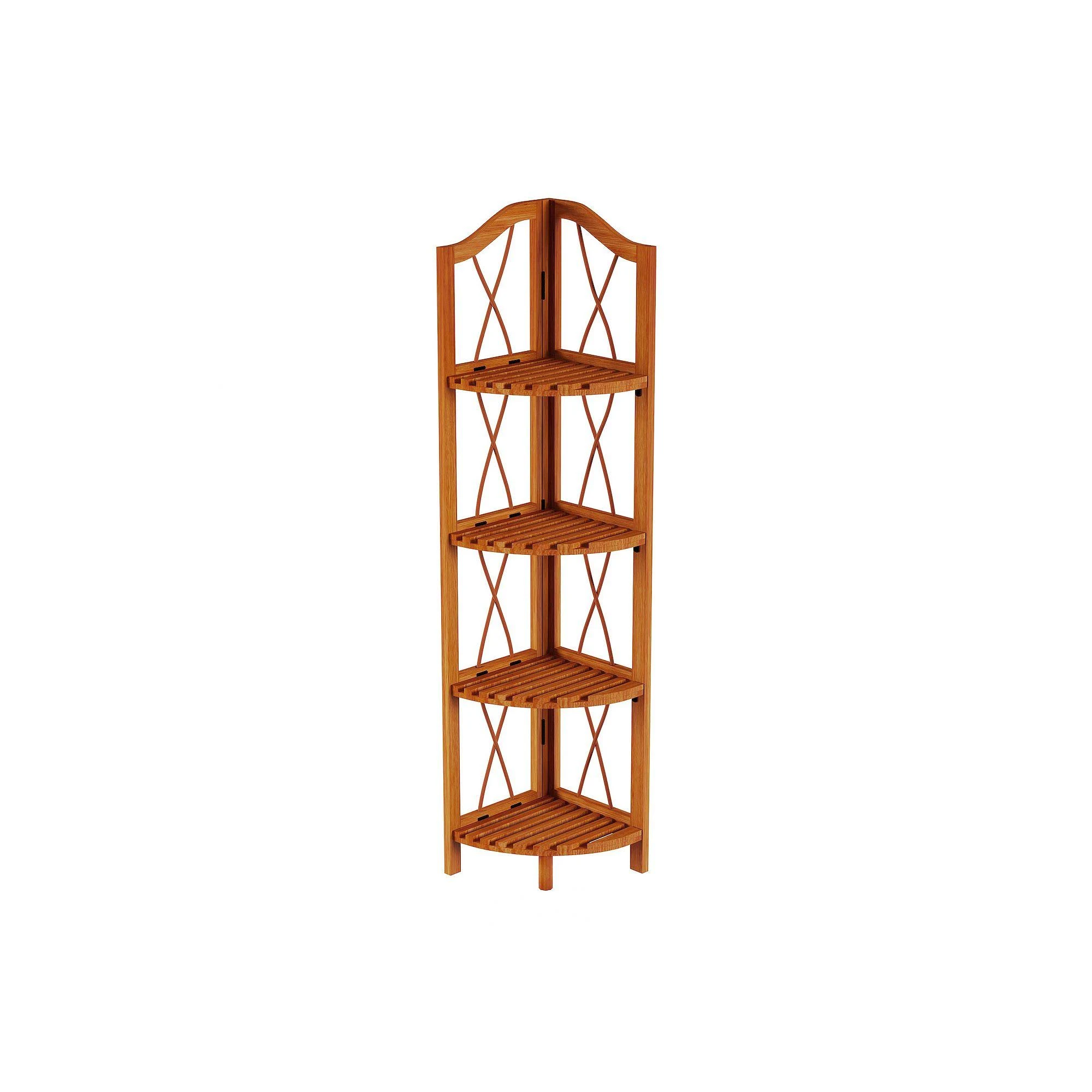 Lavish Home 4-Tier Folding Corner Bookcase